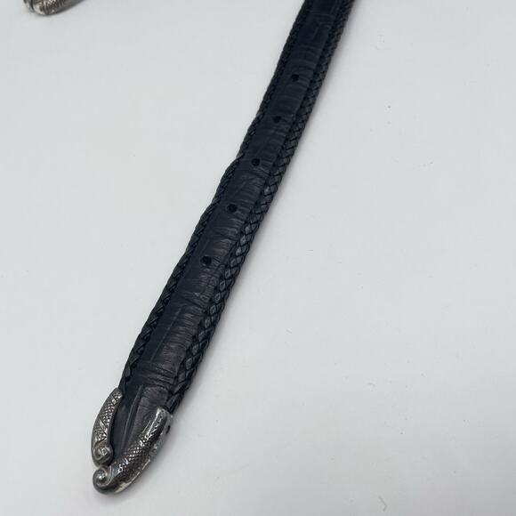 Brighton Reversible Leather Belt Size 32 Black & Red Croc Embossed Pattern - Picture 8 of 10